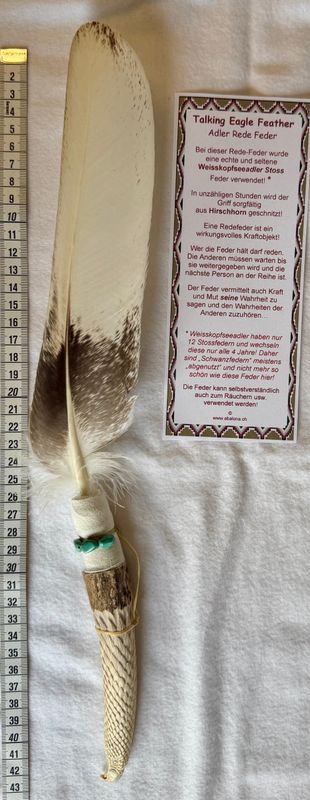Echte Weisskopf Adlerfeder in Hirschhorn Griff - Selten und Einzelstück!