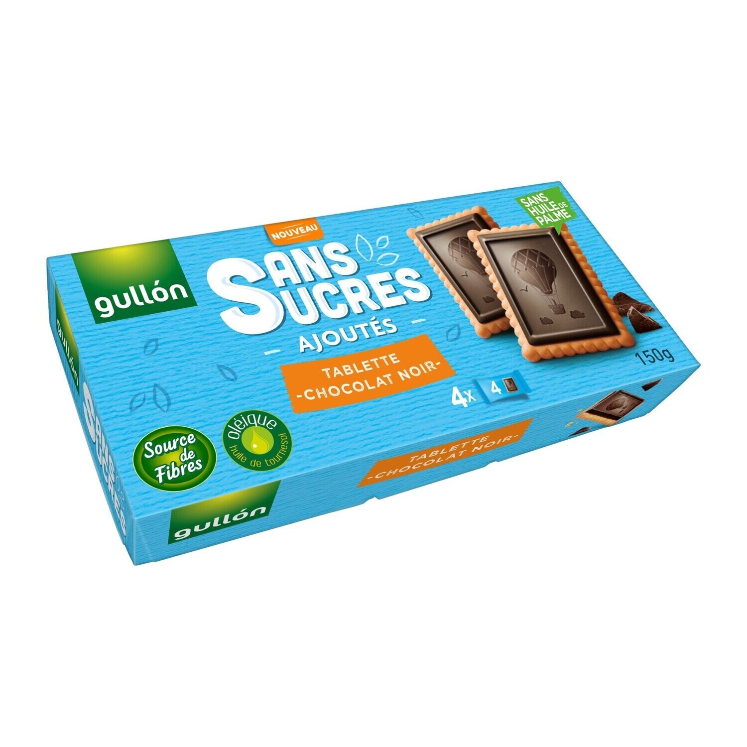 GULLON - Biscuits avec mini tablette de chocolat noir, sans sucre et sans  huile de palme