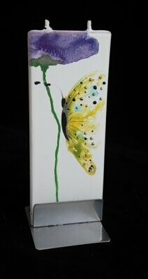 Flatyz Candle Yellow Butterfly with Violet Flower