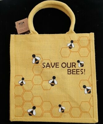 Medium Jute Shopping Bag - Save Our Bees