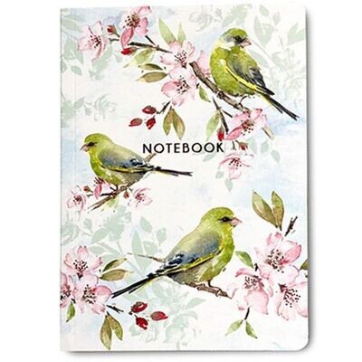 Notebook A6- Blossom and Greenfinches