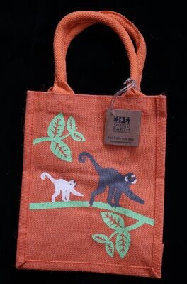 Small Jute Shopping Bag - Monkeys