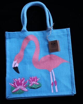 Medium Jute Shopping Bag - Flamingo