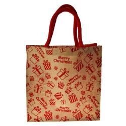 Medium Jute Shopping Bag - Christmas Parcels