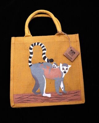 Medium Jute Shopping Bag - Ring-tailed Lemur