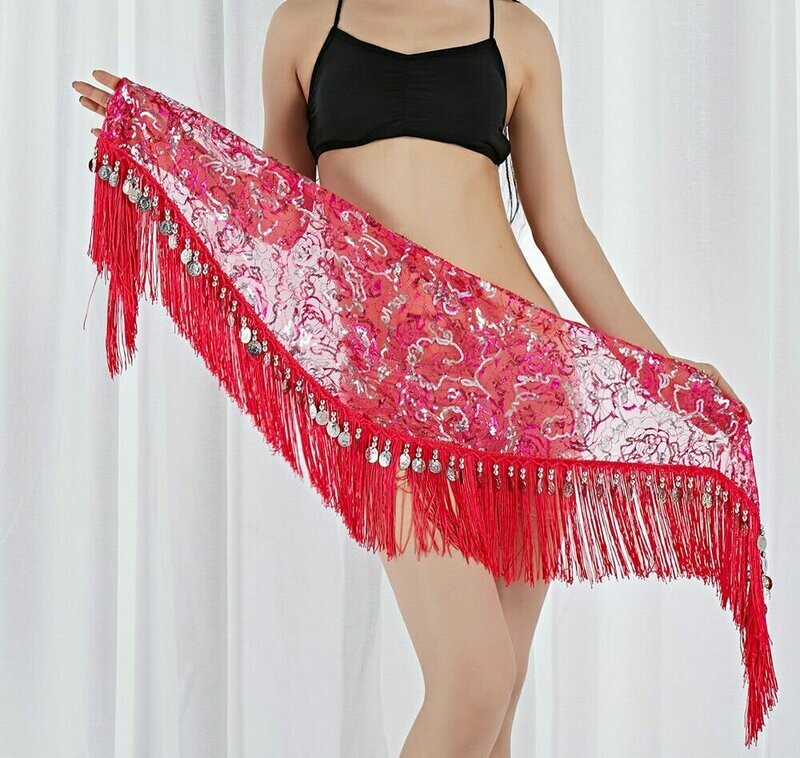 Lyana Sequinned Coin & Tassel Hip Scarf