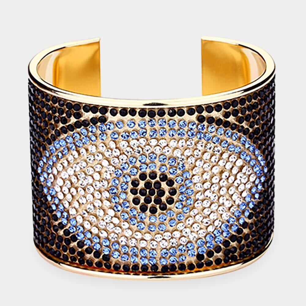 Hoda Evil Eye Rhinestone Paved Cuff Bracelet