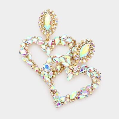 Barbara Glass Crystal Heart Earrings