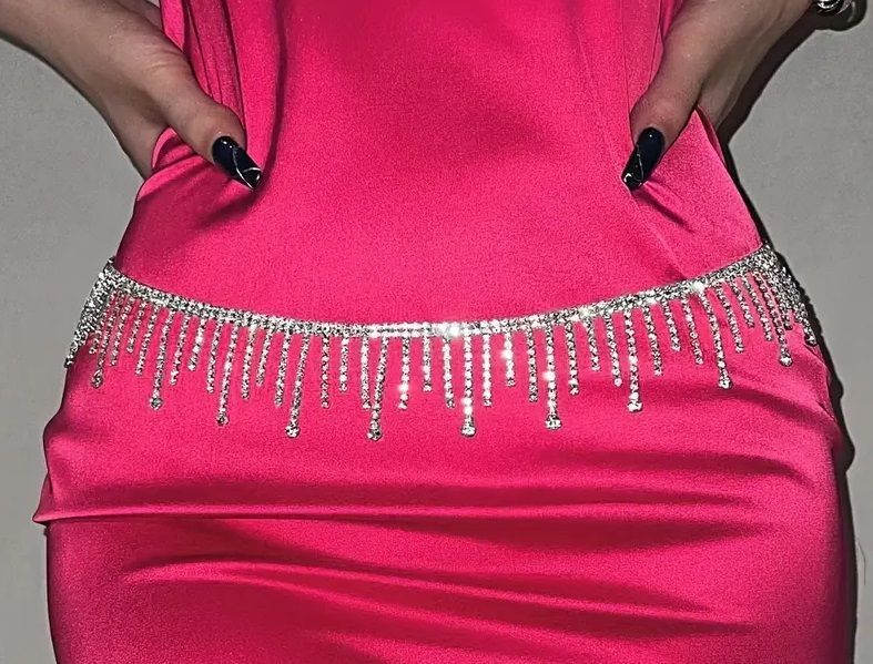 Charlotte Elegant Rhinestone Fringe Waist Chain