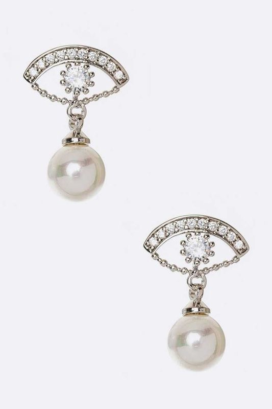 Nadia Evil Eye Pearl Earrings