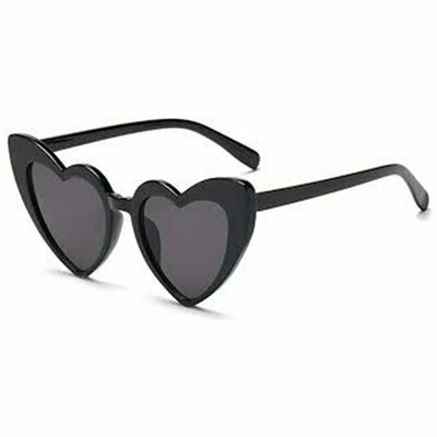 Cat Eye Heart Frame Sunglasses- Black