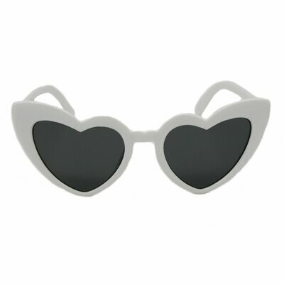 Cat Eye Heart Frame Sunglasses- White