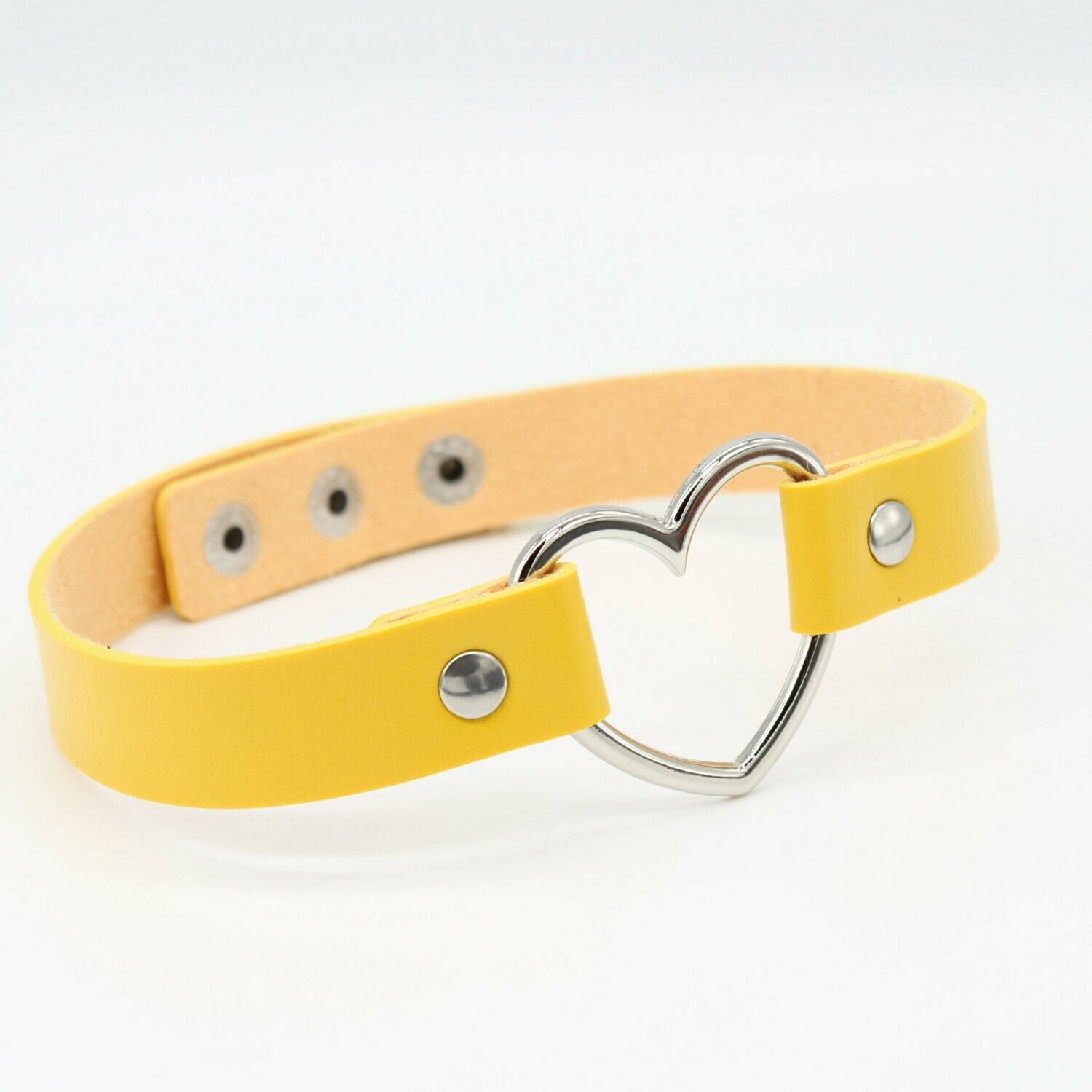 Faux Leather Heart Choker- Yellow