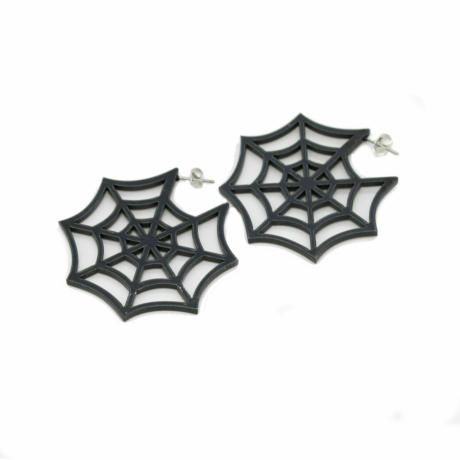 Black Acrylic Spider Web Stud Earrings
