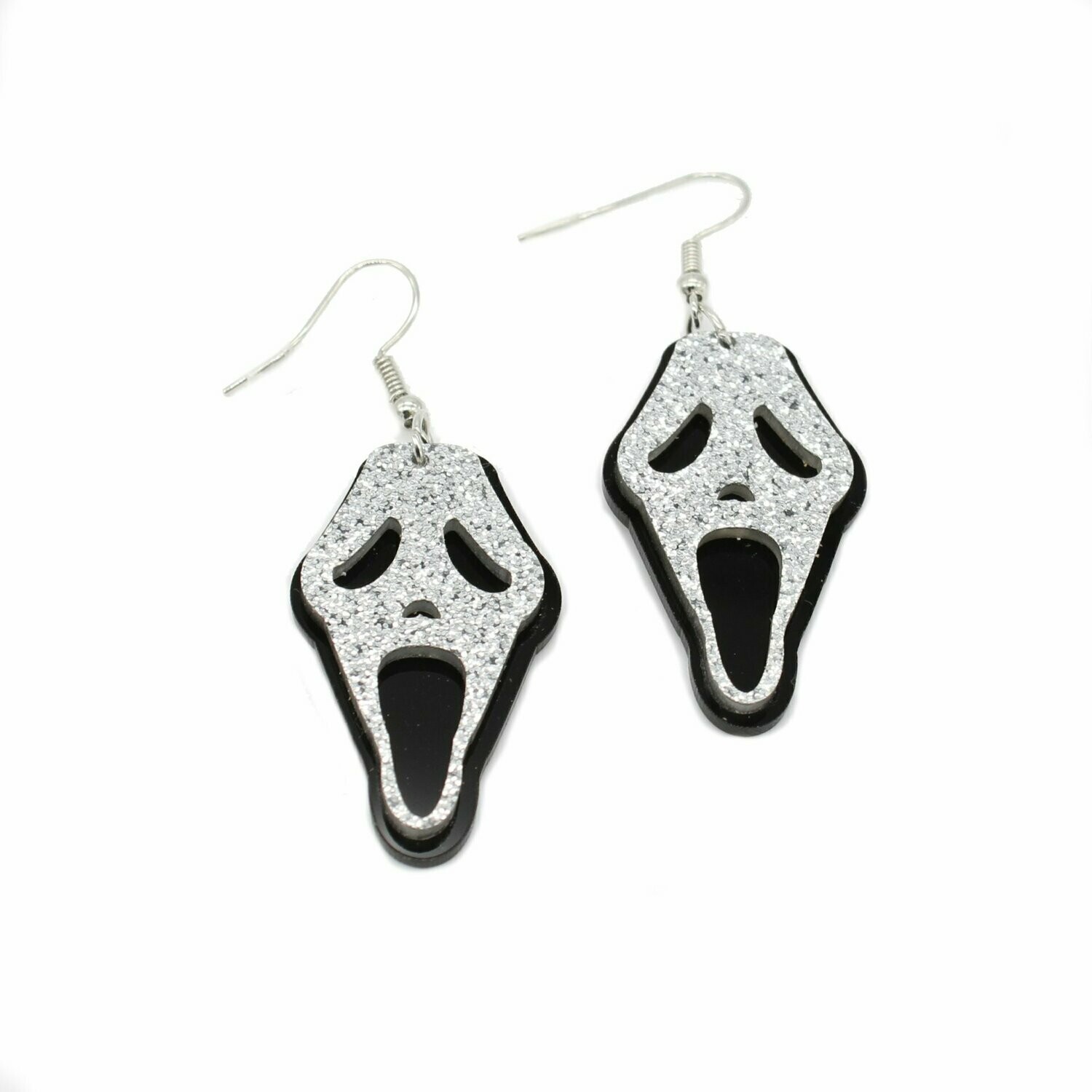 Acrylic Sparkly Scream Skulls Earrings