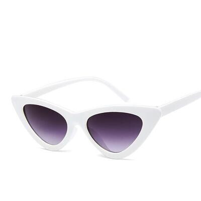 Retro Skinny Cat Eye Sunglasses- White