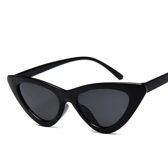 Retro Skinny Cat Eye Sunglasses- Black