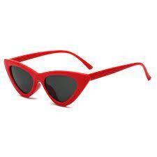 Retro Skinny Cat Eye Sunglasses- Red