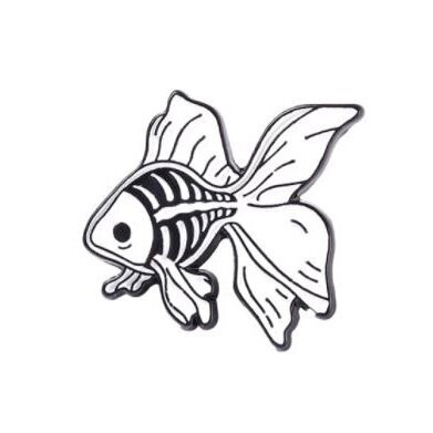 Spooky Goldfish Skeleton Enamel Pin