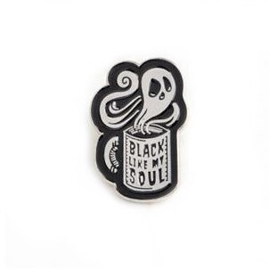 Spooky Black Coffee Enamel Pin