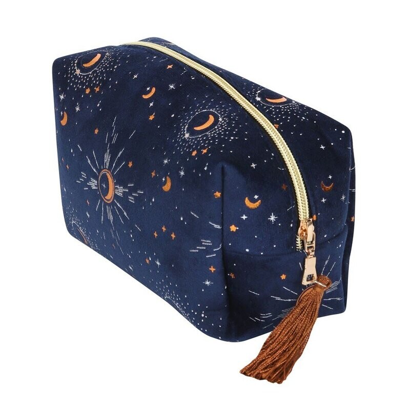 Blue Crescent Moon Tasselled Makeup Bag