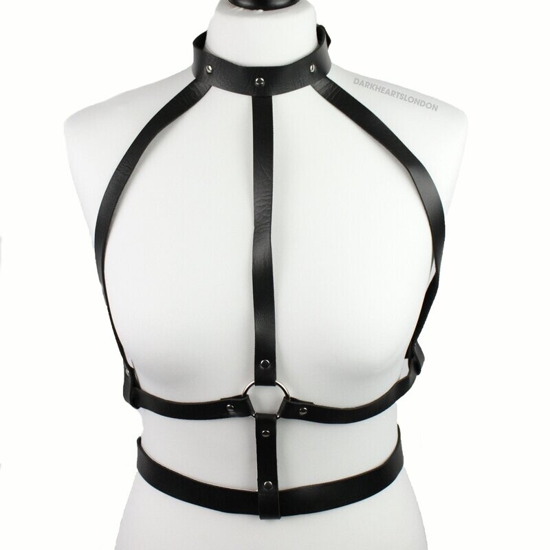Faux Leather Studded Collar Body/ Chest Harness