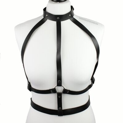 Faux Leather Studded Collar Body/ Chest Harness