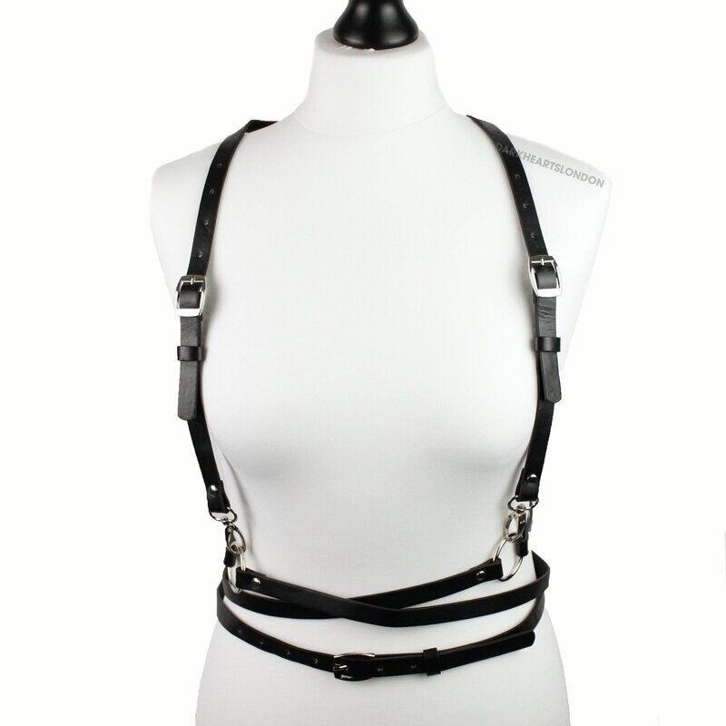 Faux Leather Suspender Harness