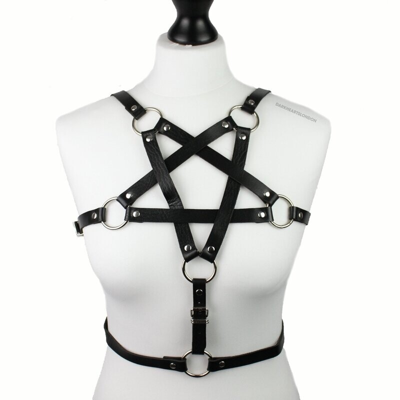 Faux Leather Pentagram Harness