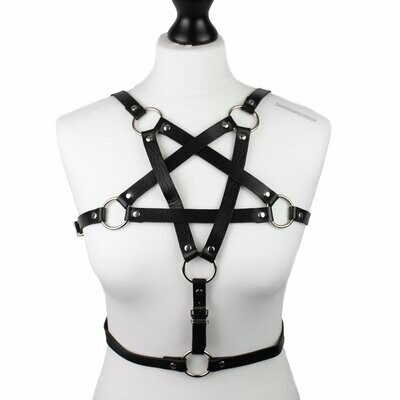 Faux Leather Pentagram Harness