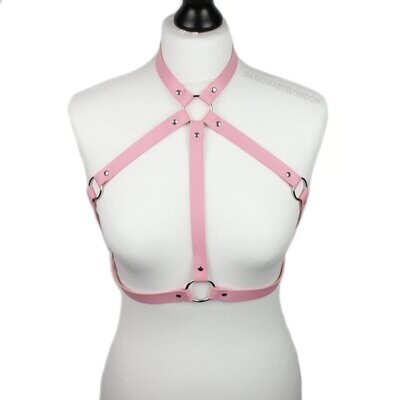 Faux Leather Pink Body/ Chest Harness