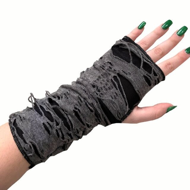 Distressed Fingerless Sleeve Gloves