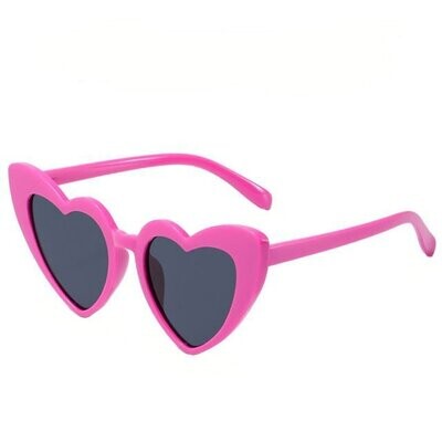 Cat Eye Heart Frame Sunglasses- Dark Pink