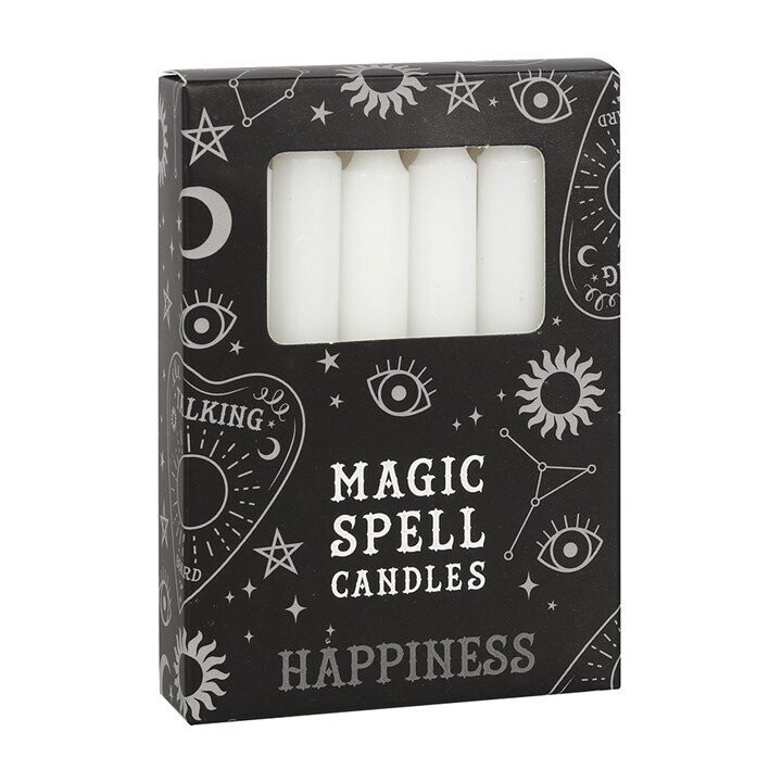 White 'Happiness Spell Candles- pack of 12