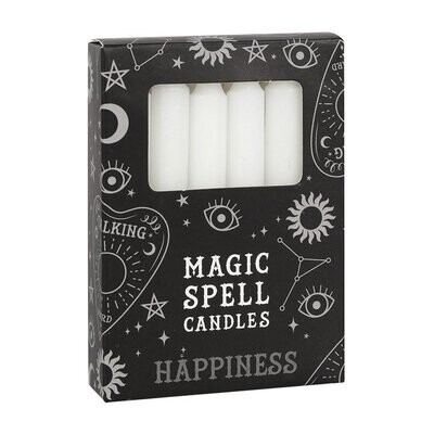 White 'Happiness Spell Candles- pack of 12