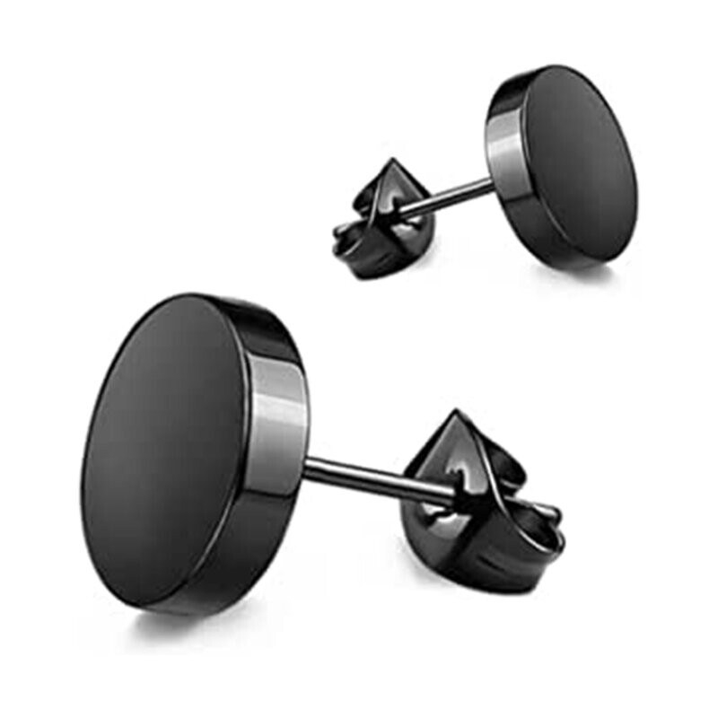 Black Fake Plug Stud Earrings
