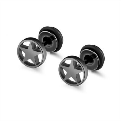 Black Pentagram Fake Plug Stud Earrings