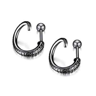 Black Octopus Tentacle Stud Earrings