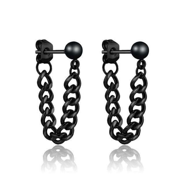 Black Chain Stud Earrings
