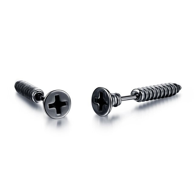 Black Screw Stud Earrings