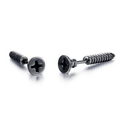 Black Screw Stud Earrings