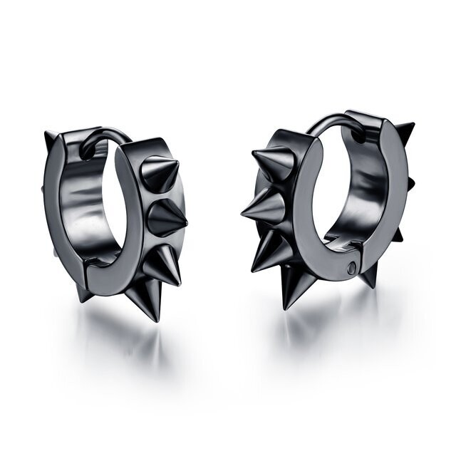 Black Spikey Hoop Earrings