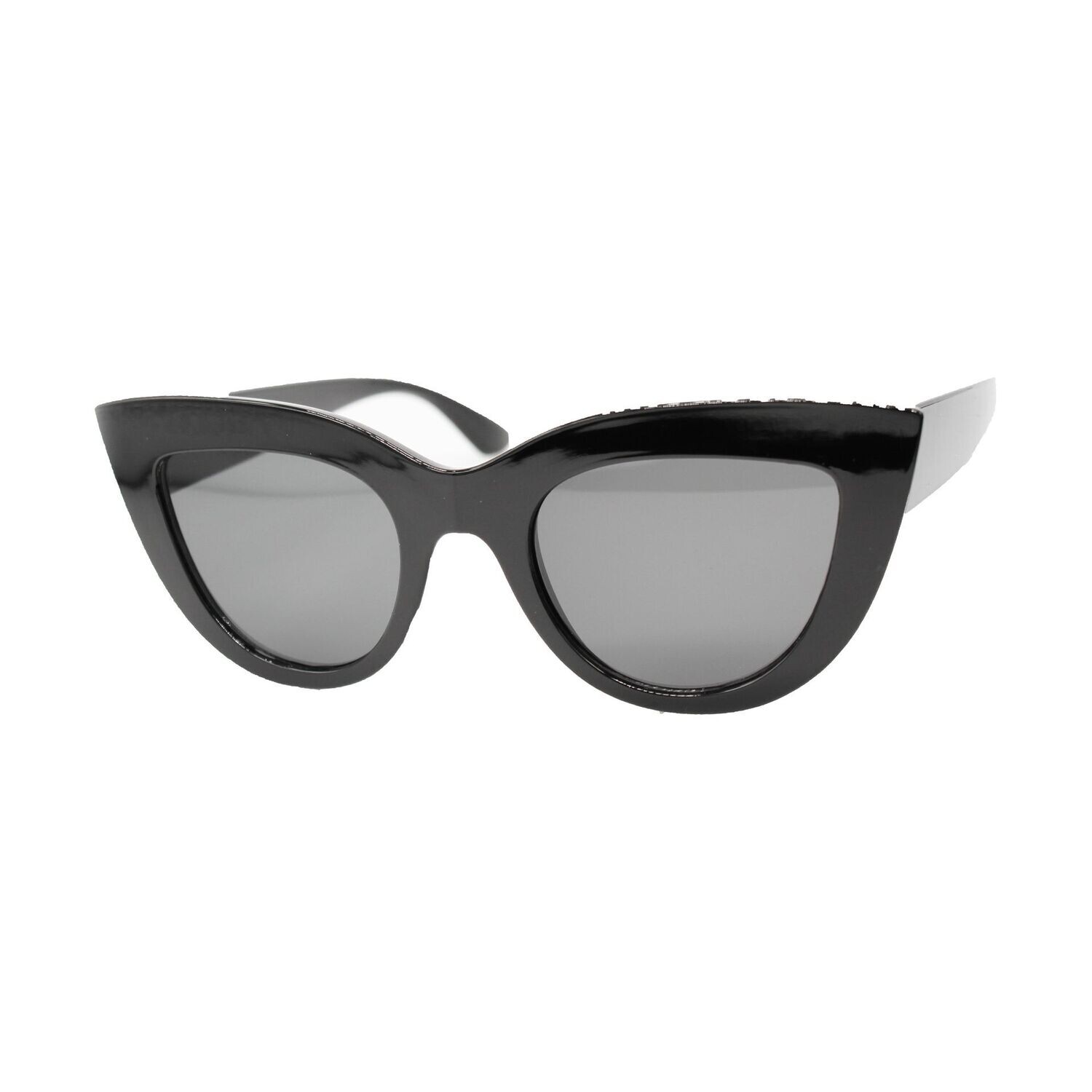 Cat Eye Thick Framed  Cindy Sunglasses- Black