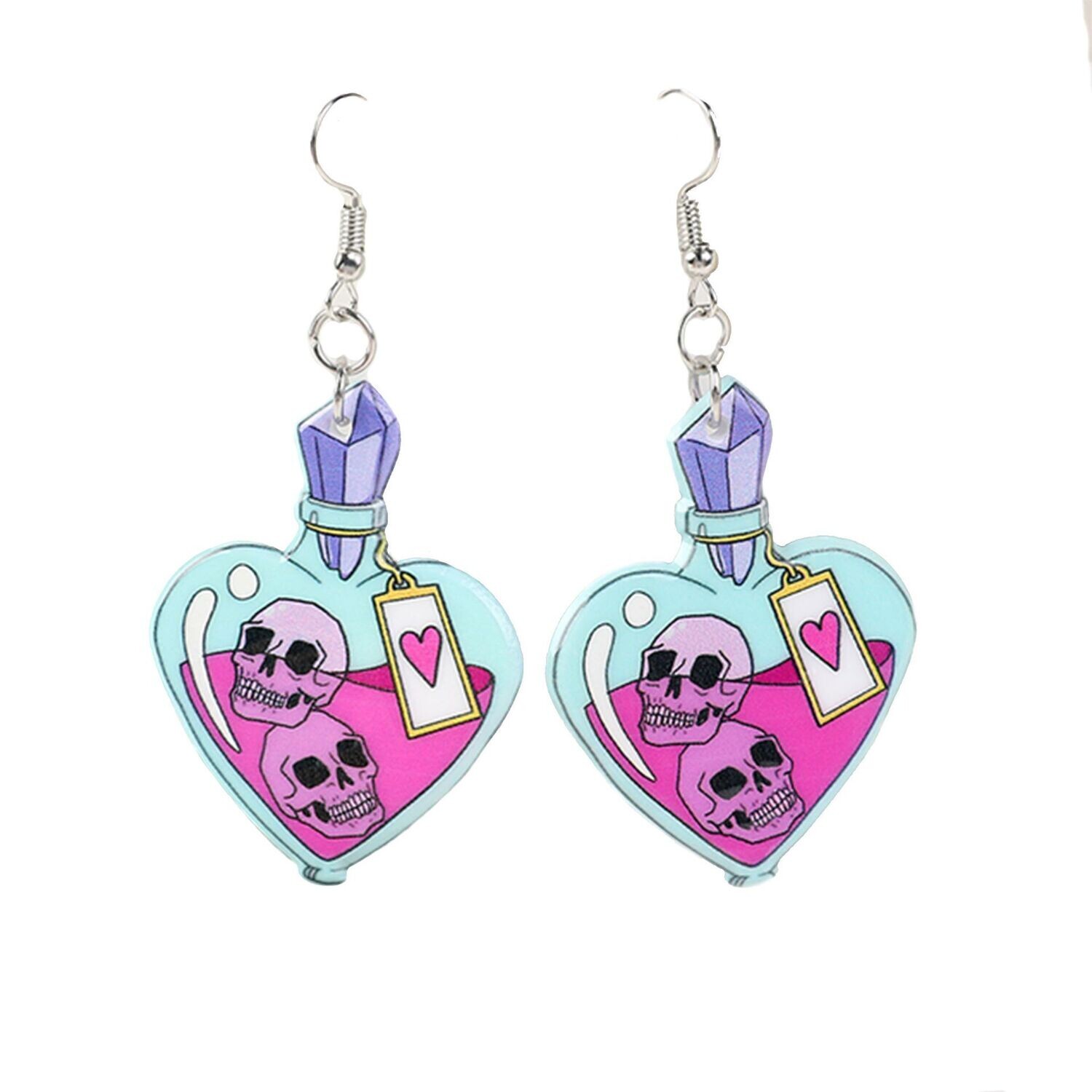 Acrylic Love Potion Dangly Earrings