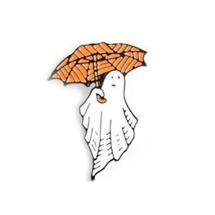 Ghost with Umbrella Enamel Pin