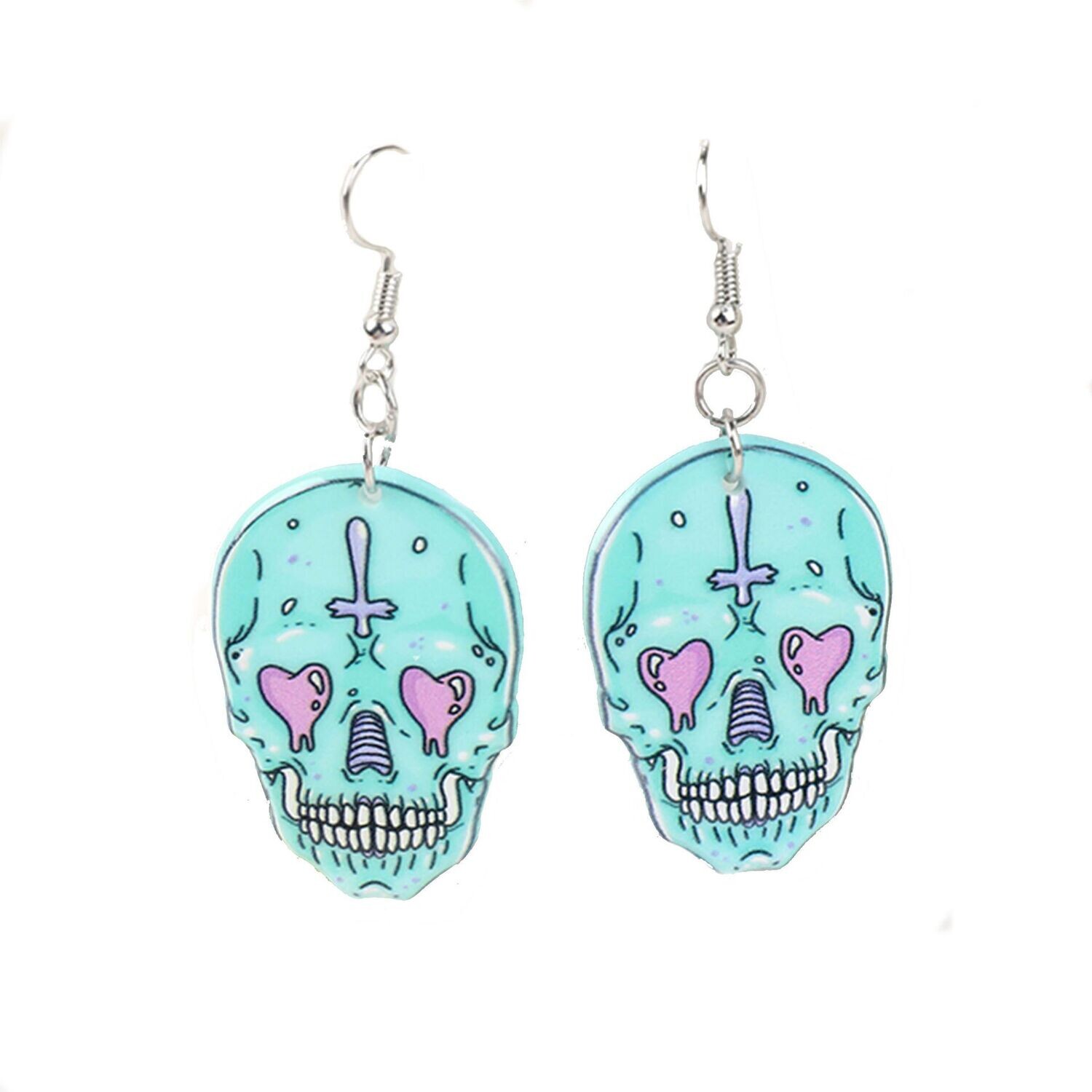 Acrylic Candy Skull Dangly Earrings