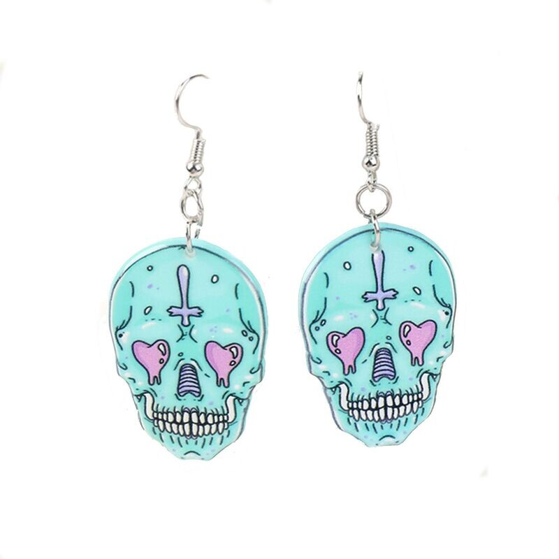 Acrylic Candy Skull Dangly Earrings Acrylic Candy Skull Dangly Earrings