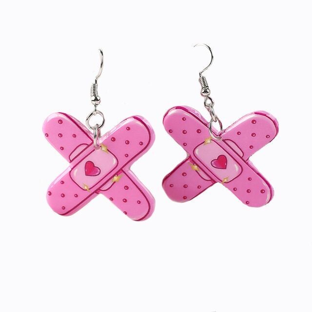 Pink Acrylic Boo Boo Dangly Earrings Pink Acrylic Boo Boo Dangly Earrings