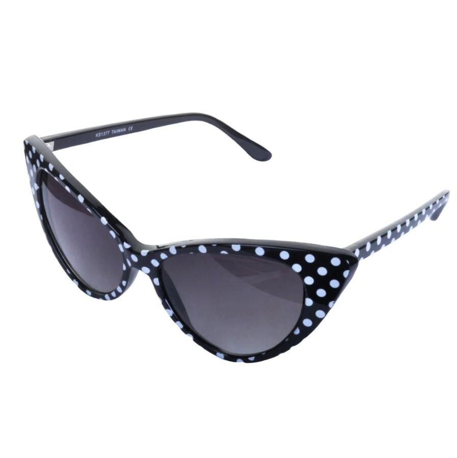 Black and White Polka Dots Cat Eye Sunglasses