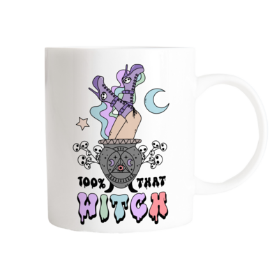 The Happy Cloud 100% That Witch with Cauldron Ceramic Mug
